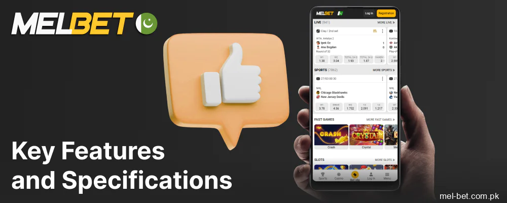 Features and Specifications of the Melbet app