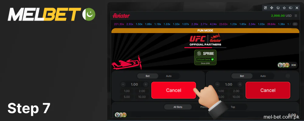 Place a bet before the round starts, step 7