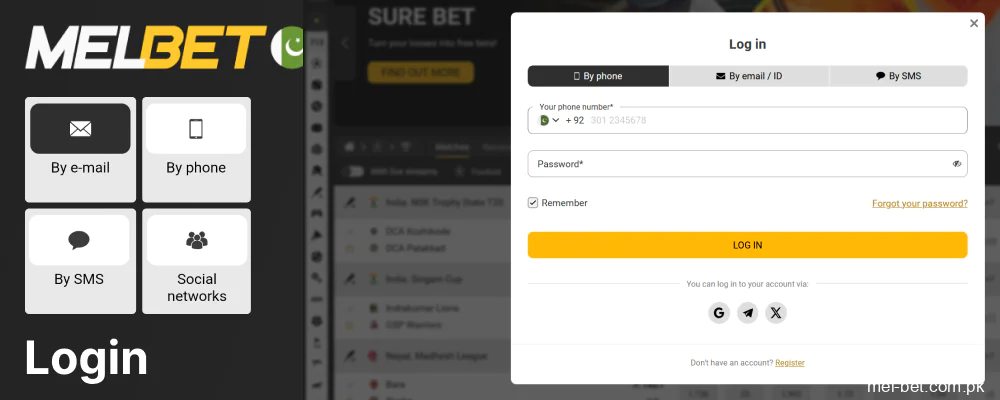 How to log into your Melbet Pakistan account