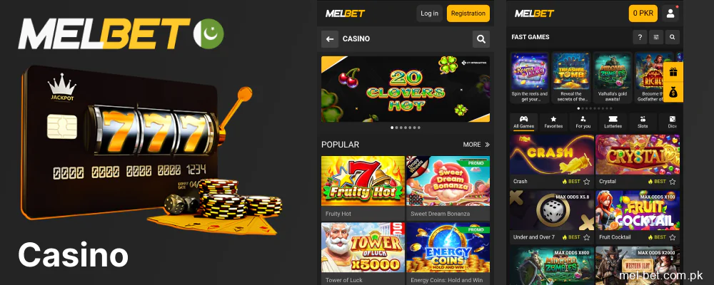 Casino games in the Melbet mobile app