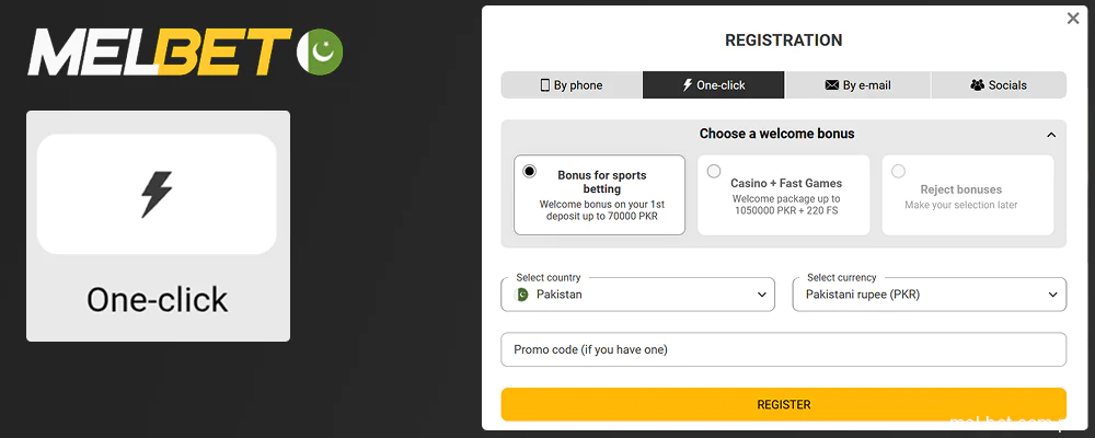 Registration in Melbet in one click, step 4
