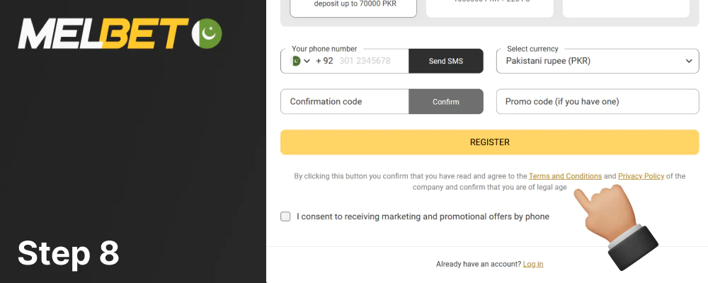 By clicking the registration button you agree to the rules of the site, step 8